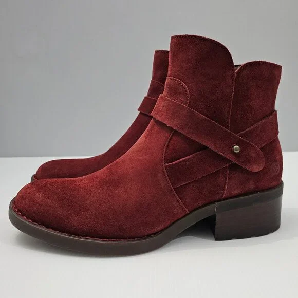 NEW Born Tori Ankle Bootie Western Dark Red Suede Leather Size 8 - Picture 14 of 14